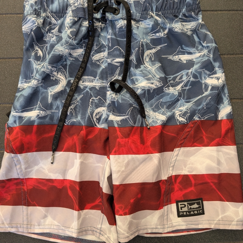 Pelagic Patriotic Blue and Red Swim Shorts